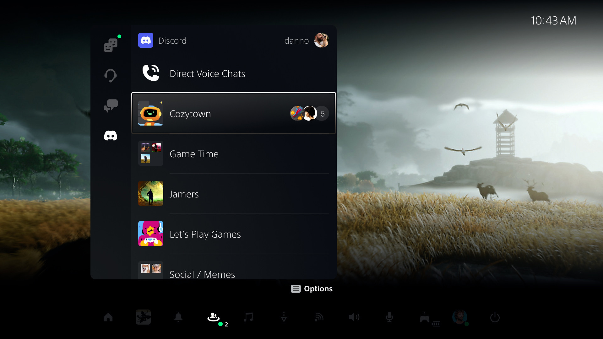 PS5 UI screenshot showing the option to join Discord voice chat