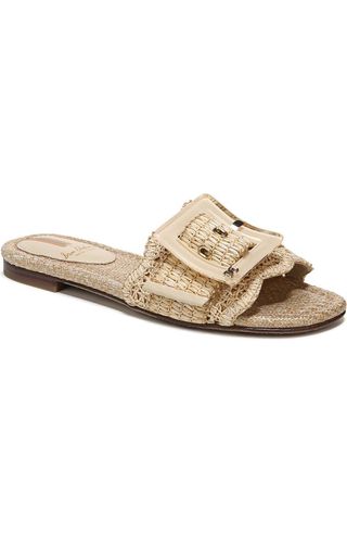 Bambi Raffia Buckle slide sandal