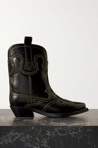 Embroidered leather cowboy boots