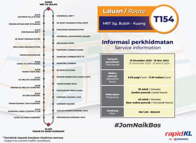 New MRT feeder bus for Kuang, Kundang, BRP, Gamuda Gardens to Sg Buloh station – starts Dec 15