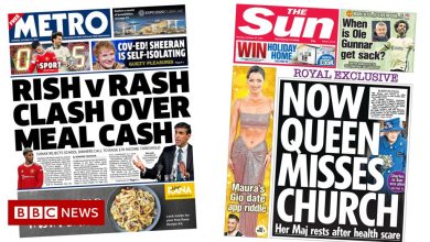 The papers: Free school meals 'clash' and Queen misses church