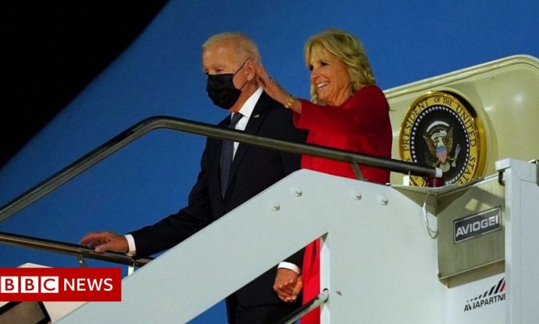Biden lands in Europe with domestic spending plans in limbo