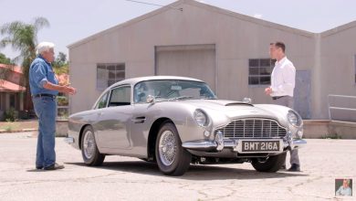 Jay Leno plays James Bond for a day with “Goldfinger” DB5 continuation car