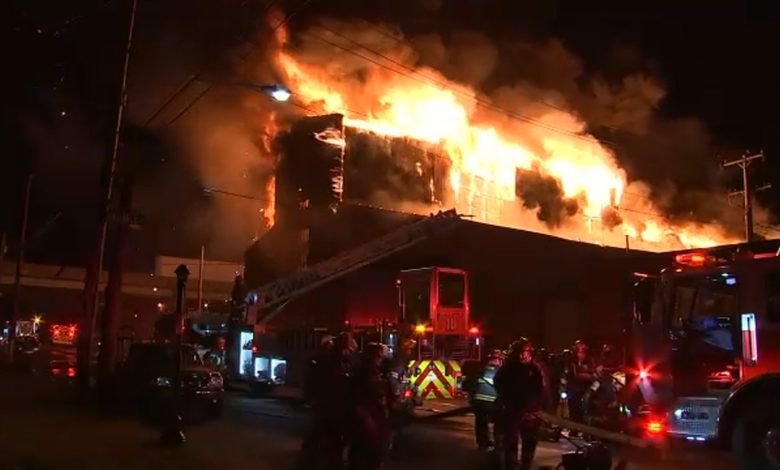 Philadelphia fire: Firefighters battle massive Port Richmond warehouse fire, save neighborhood bar
