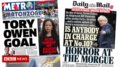 Newspaper headlines: 'Tory Owen goal' and 'horror at the morgue'