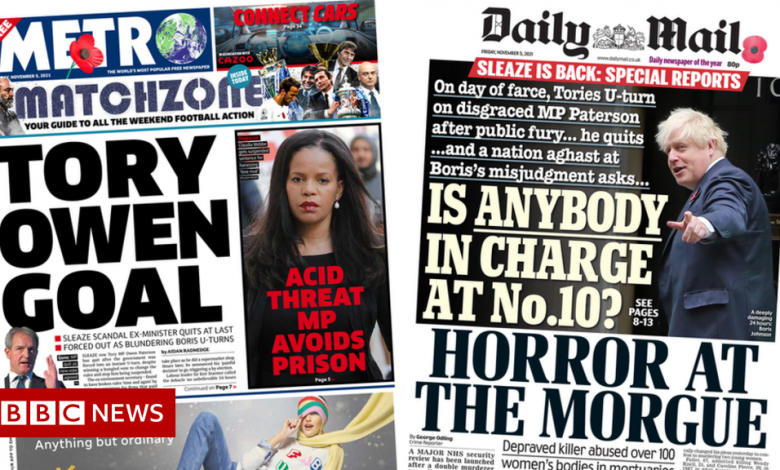 Newspaper headlines: 'Tory Owen goal' and 'horror at the morgue'