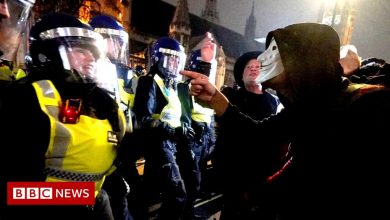 Parliament Square protesters clash with police on Bonfire Night