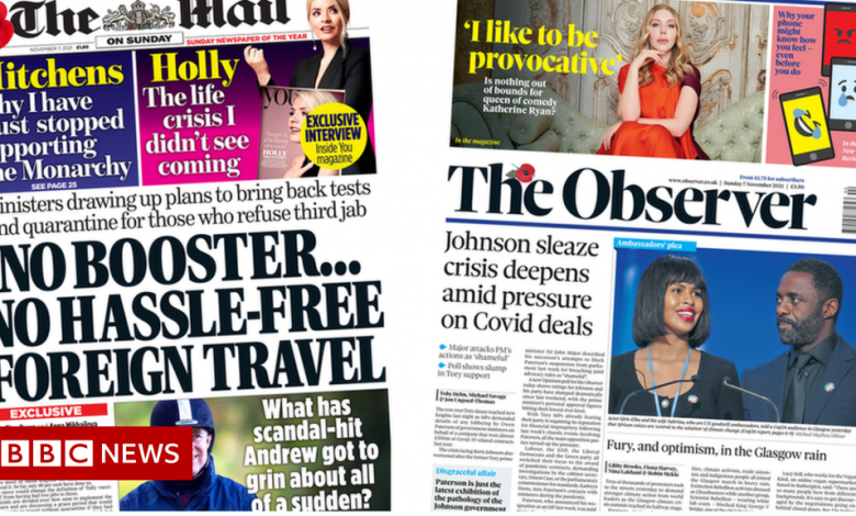 The Papers: 'No booster, no hassle-free travel', and sleaze row
