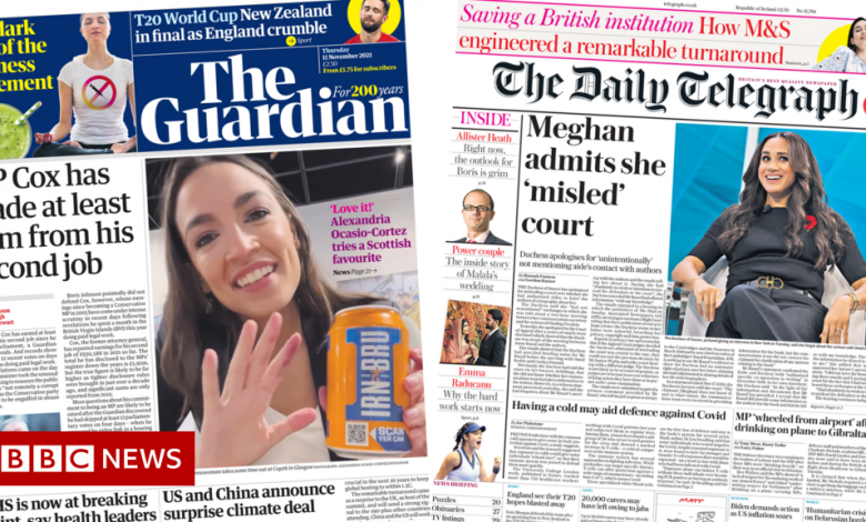 Newspaper headlines: MP's £6m second job and Meghan says sorry to court