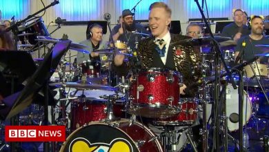 Children in Need: Dozens join viral drummer to take on BBC News theme tune