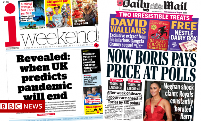 Newspaper headlines: Covid 'end' prediction and PM 'pays price at polls'