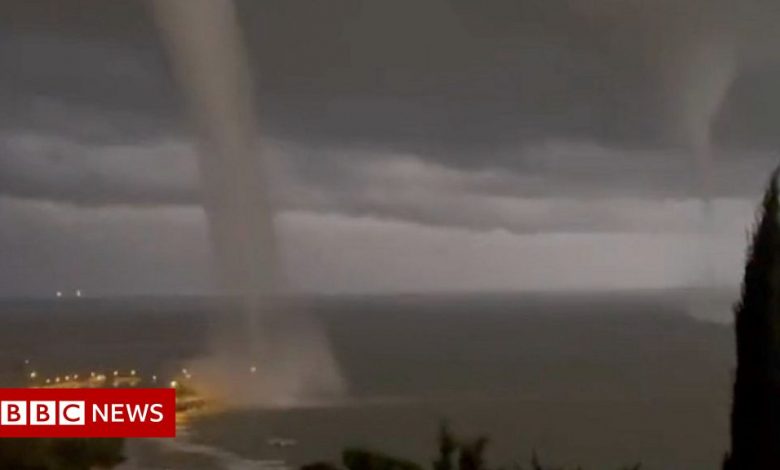 Waterspout: Cyclone-like funnels form off the coast of the Sicilian city of Licata