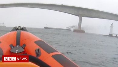 Cargo ship runs aground before drifting into Skye . Bridge