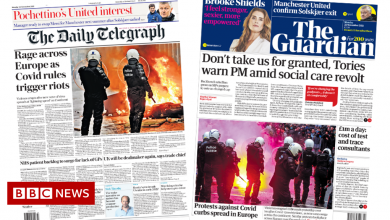 Newspaper headlines: 'Rage across Europe', and Tory's social care warnings