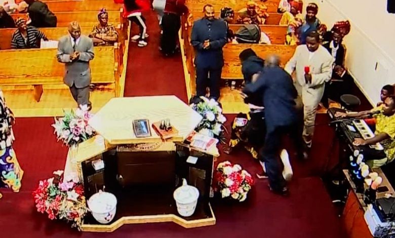 Pastor tackles armed man to ground during church service