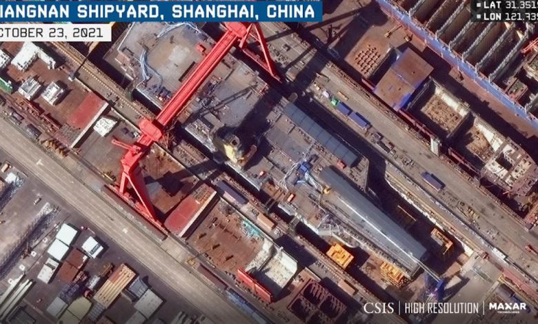 Satellite images show China's new aircraft carrier with advanced technology