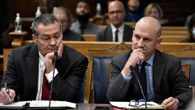 Kyle Rittenhouse's attorneys Mark Richards, left, and Corey Chirafisi listen during the trial in Kenosha, Wisconsin, on Tuesday.