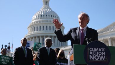 Sen. Edward Markey (D-MA) speaks during a rally to highlight the efforts of Congressional Democrats to legislate against climate change outside the U.S. Capitol on October 20, 2021 in Washington, DC. Organized by the League of Conservation Voters, the event hosted Democratic members of both the House of Representatives and the Senate.