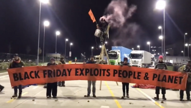 Extinction Rebellion (XR) activists have blocked more than a dozen Amazon depots across the UK as Black Friday protests cause severe disruption for drivers.