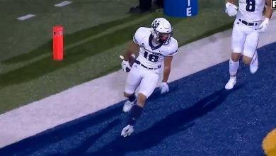 Logan Bonner connects with Brandon Bowling for a five-yard touchdown, Utah State leads San Jose State, 31-17