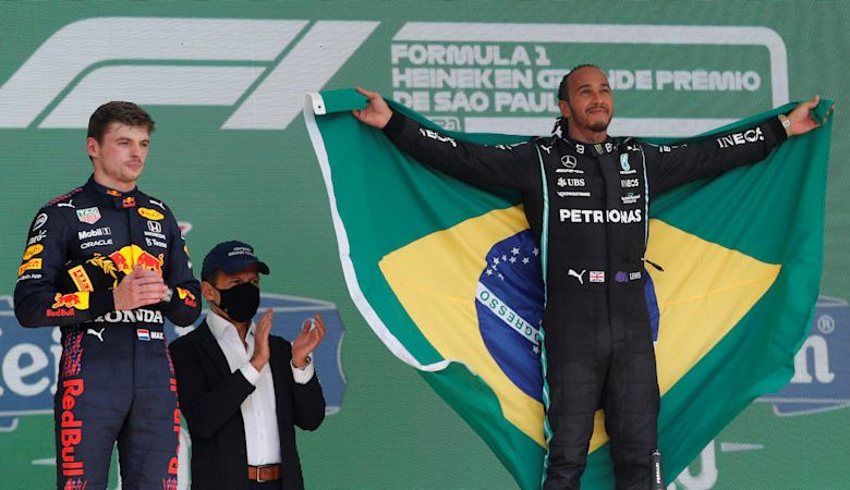 Hamilton shocks Verstappen to win Brazilian Grand Prix