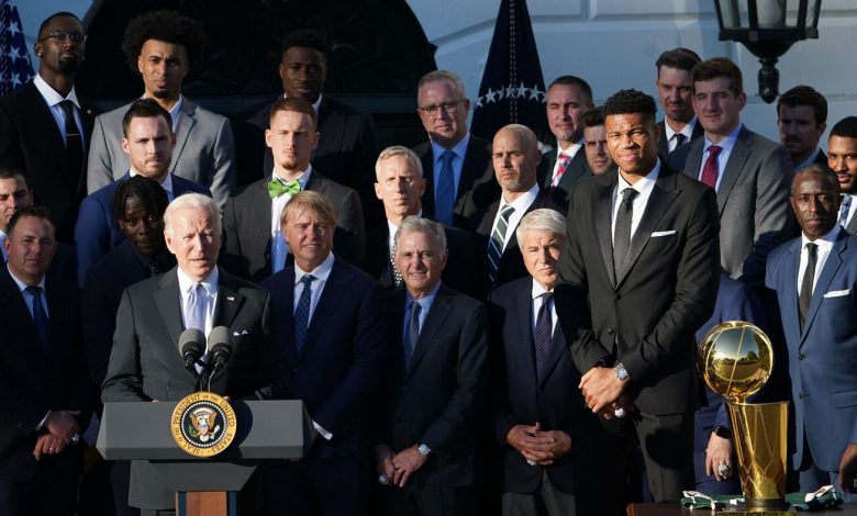 Milwaukee Bucks are the first NBA champions to visit the White House since 2016 : NPR