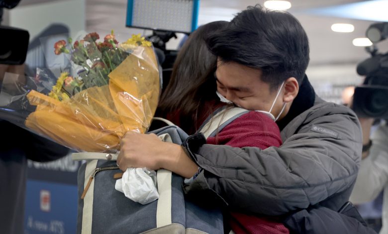 Loved ones reunite as U.S. reopens to international travelers : The Picture Show : NPR