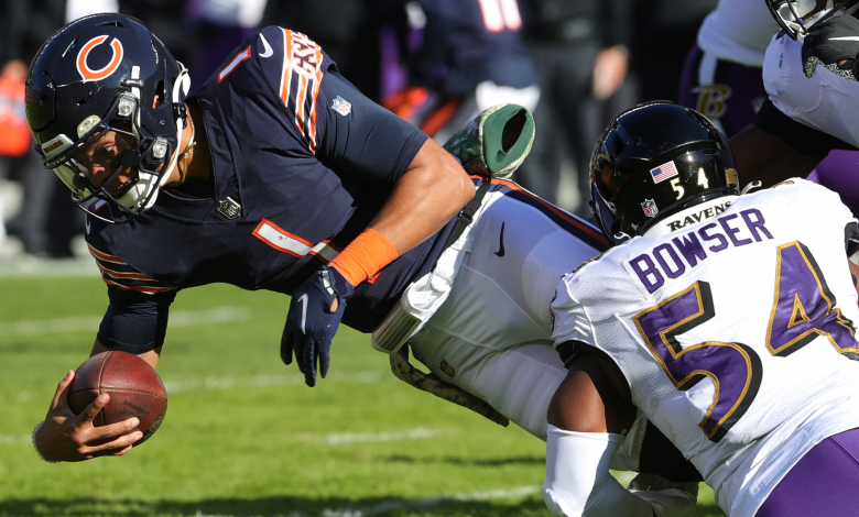Justin Fields injury update: Bears QB leaves Ravens game, replaced with Andy Dalton