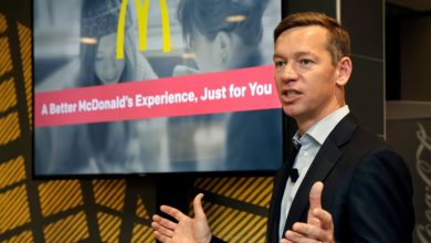 In this Nov. 17, 2016, photo, McDonald's President Chris Kempczinski speaks during a presentation at a McDonald's restaurant in New York. (AP Photo/Richard Drew)