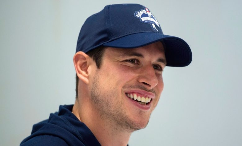 Pittsburgh Penguins' Sidney Crosby laughs while speaking to reporters during a press conference in Halifax on Wednesday, July 12, 2017. THE CANADIAN PRESS/Darren Calabrese