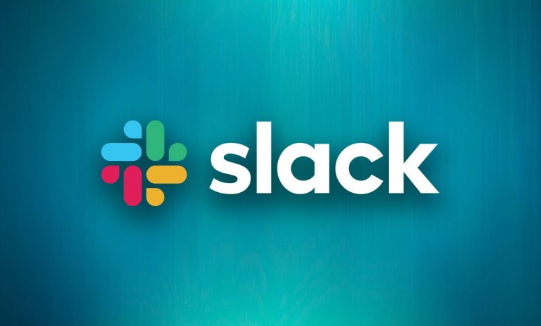 Slack logo, with background by Mudassir Ali, via Pexels