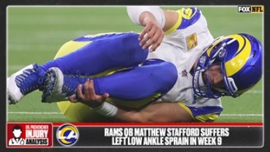 Rams quarterback Matthew Stafford injured his left ankle