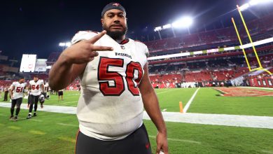 Buccaneers' Vita Vea shows off a bloody smile after losing teeth to Colts