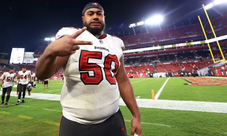 Buccaneers' Vita Vea shows off a bloody smile after losing teeth to Colts