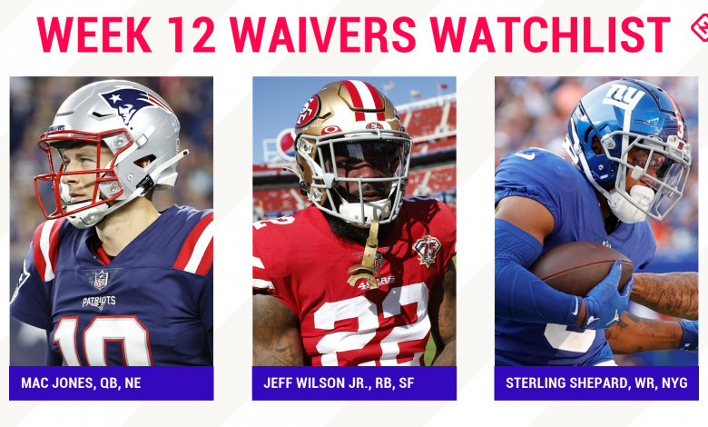 Fantasy Football Waiver Wire Watchlist for Week 12: Streaming targets, free agent sleepers include Mac Jones, Jeff Wilson Jr., Sterling Shepard