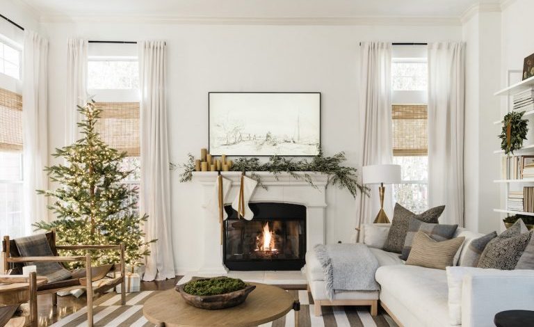 Anastasia Casey's modern holiday decor is neutral and natural