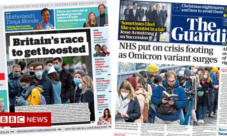 Newspaper headlines: UK races for boosters as NHS enters crisis