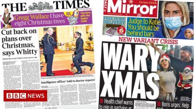 Newspaper headline: 'Limiting festive mixing' amid new UK cases recorded
