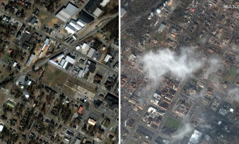 Before and after pictures show the devastating scale of the tornado
