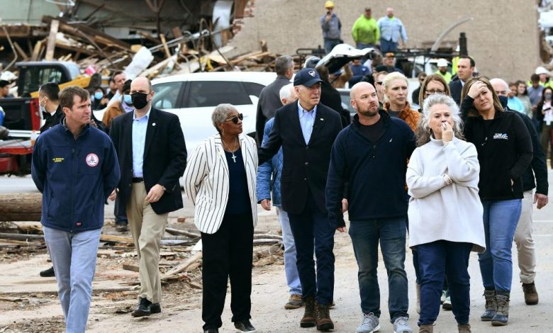 A Kentucky Republican accompanies Biden to survey tornado and hurricane damage