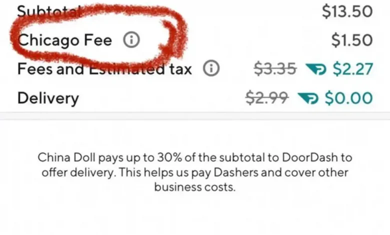 Doordash is now charging an additional 'Chicago fee'.  .  .  Delivery !!  (PICS)