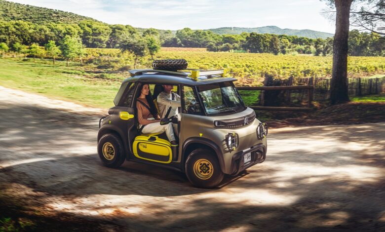 Citroën turns the Ami micro electric scooter into a safari-luxury holiday toy
