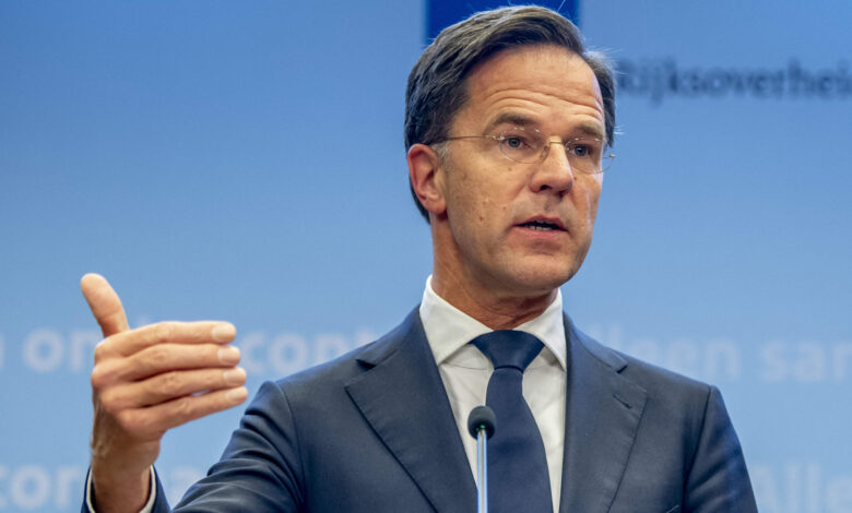 Dutch outgoing Prime Minister Mark Rutte gives a press conference in The Hague, Netherlands, on December 18.