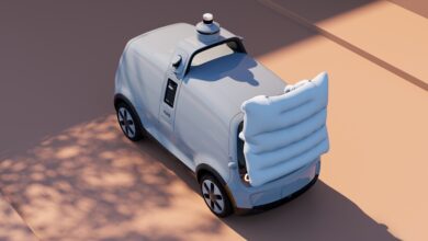 Nuro's third-generation driverless delivery vehicle includes an external airbag