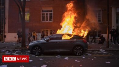 Burning cars in France on New Year's Eve