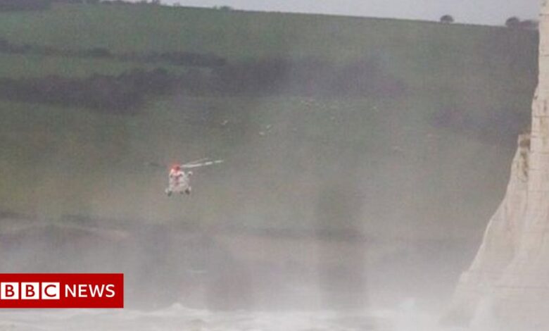 Seven Sisters: Three people cut off by the tide brought to safety