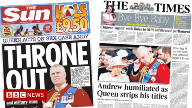 Newspaper headlines: Prince Andrew 'ascends to the throne' as Queen stripped of his title