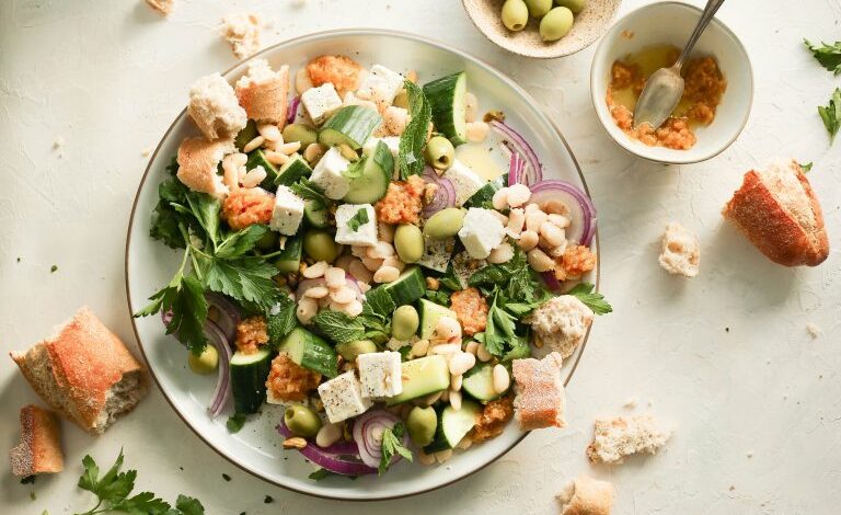 Feta Salad With White Beans & Lemon Is An Easy Working Lunch