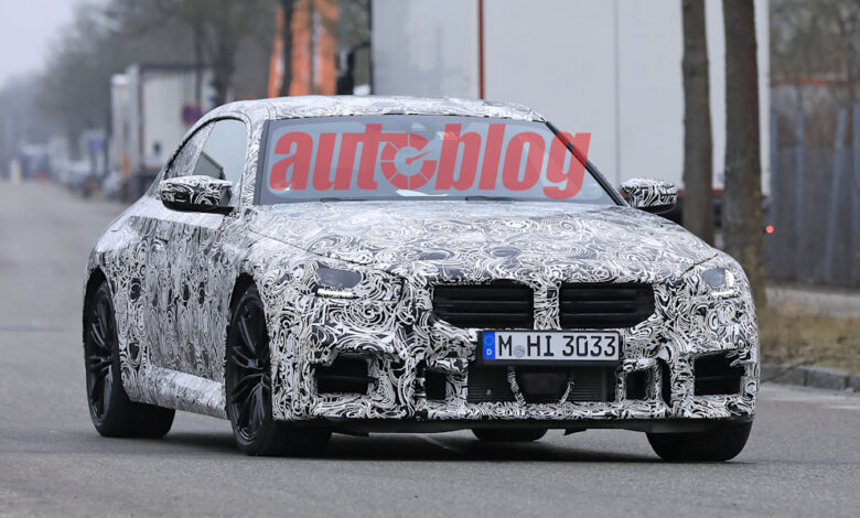 2023 BMW M2 spy shows off the front end design, less camo