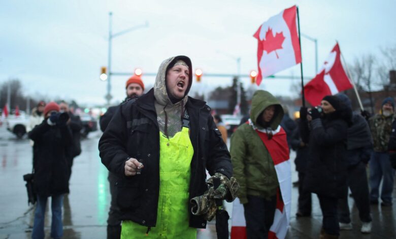 Protesters defied orders and continued to occupy the US-Canada key bridge